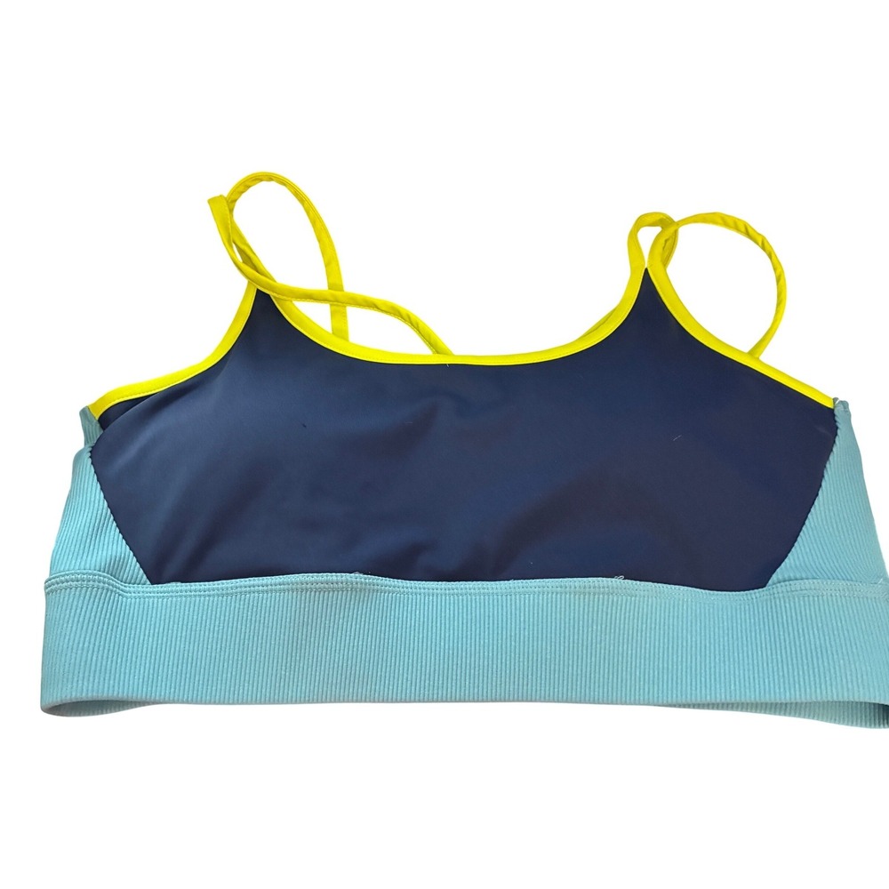 Threads 4 Thought Reactive Sports Bra Womens L Navy Teal Colorblock Athleisure